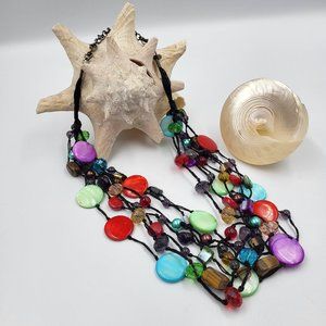 Black Rope Multistrand with Multi-Colour Beads